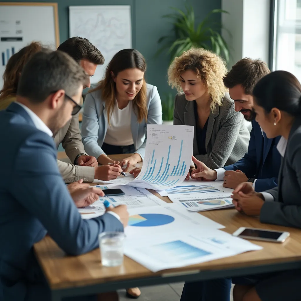 Reunión de equipo discutiendo finanzas